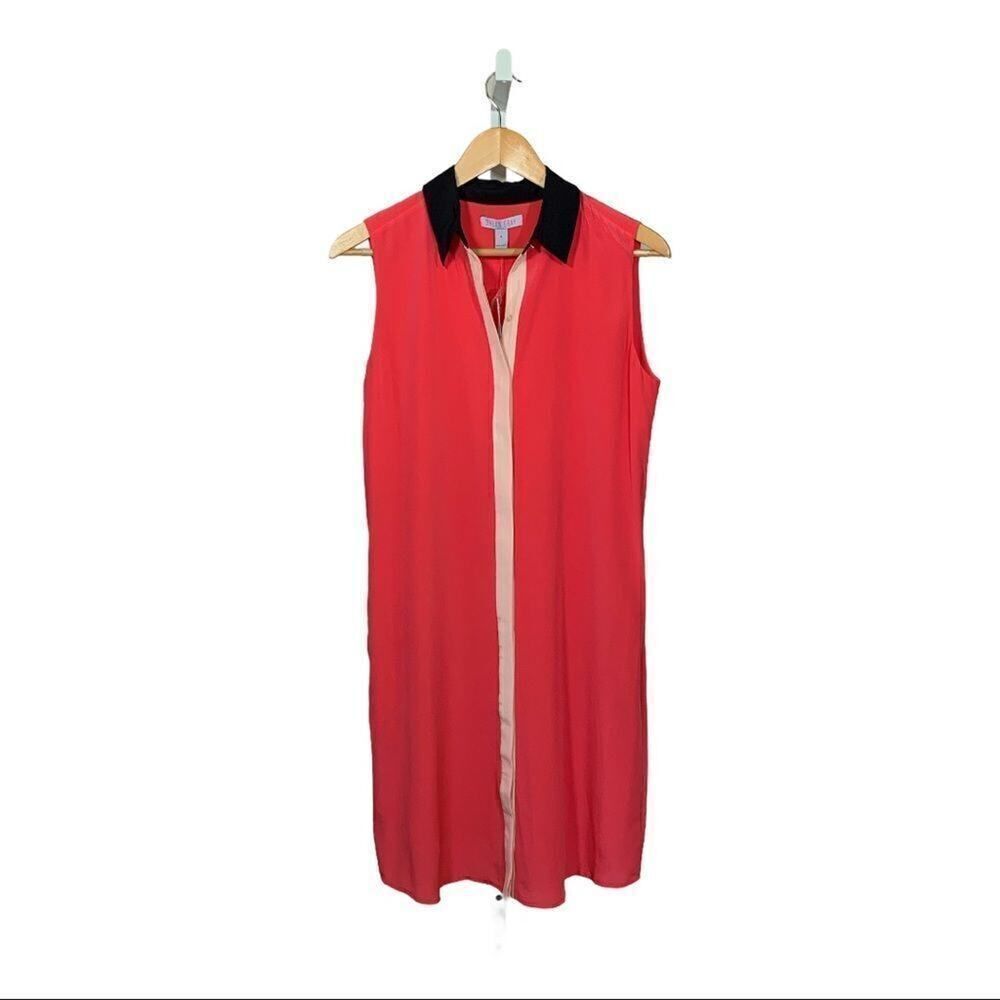 DYLAN GRAY Women’s Color Block Sleeveless Silk Shirt Dress Pink/Black Size 6
